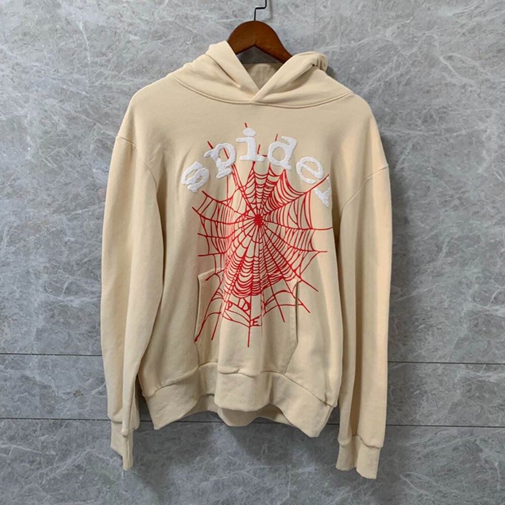 Spider Worldwide Beige Cotton Hoodie
